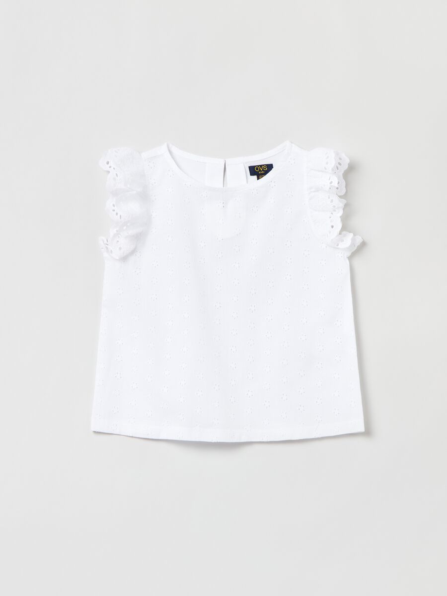 Broderie anglaise cotton sleeveless blouse_0
