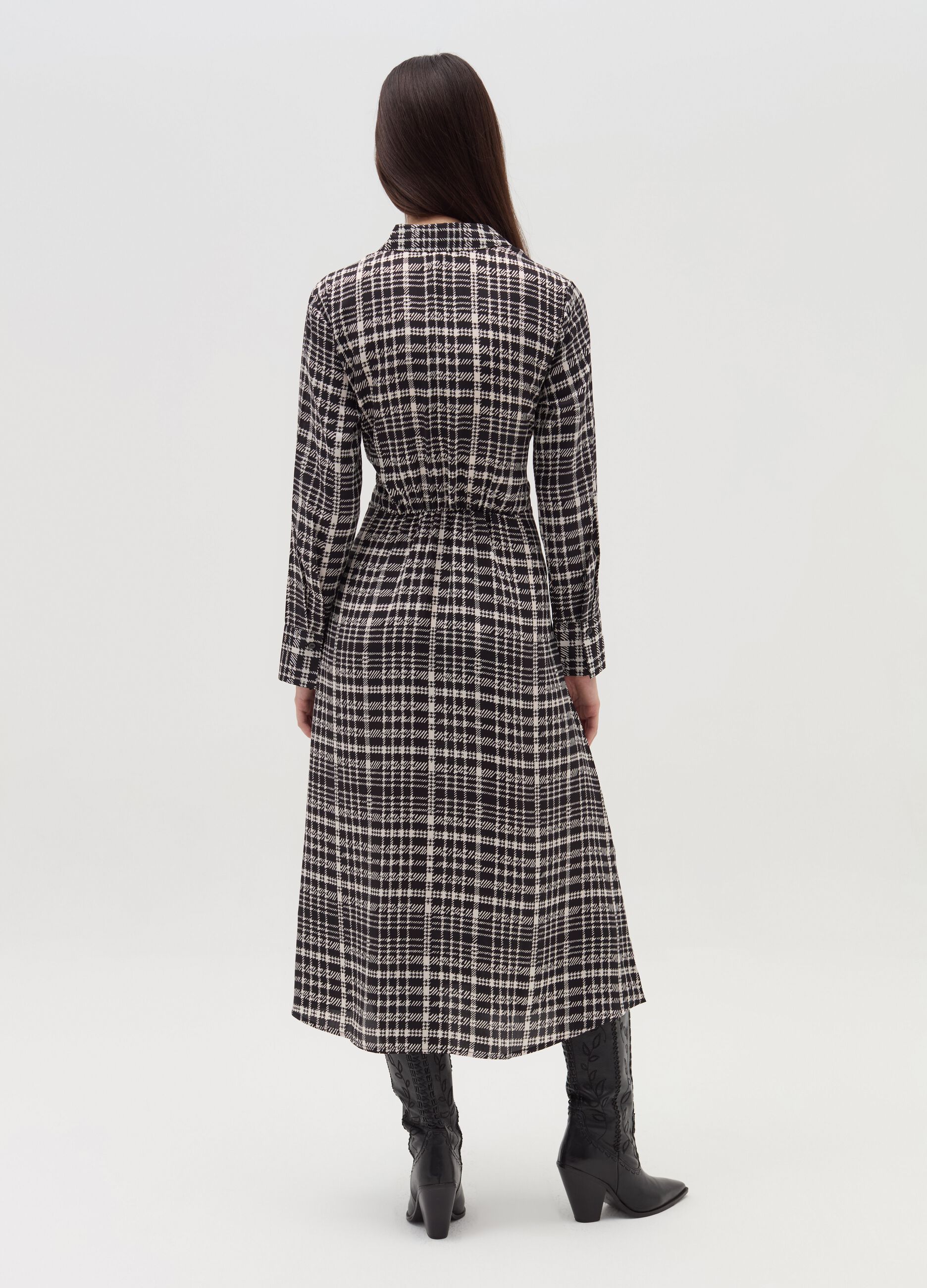 Long shirt dress in prince of Wales