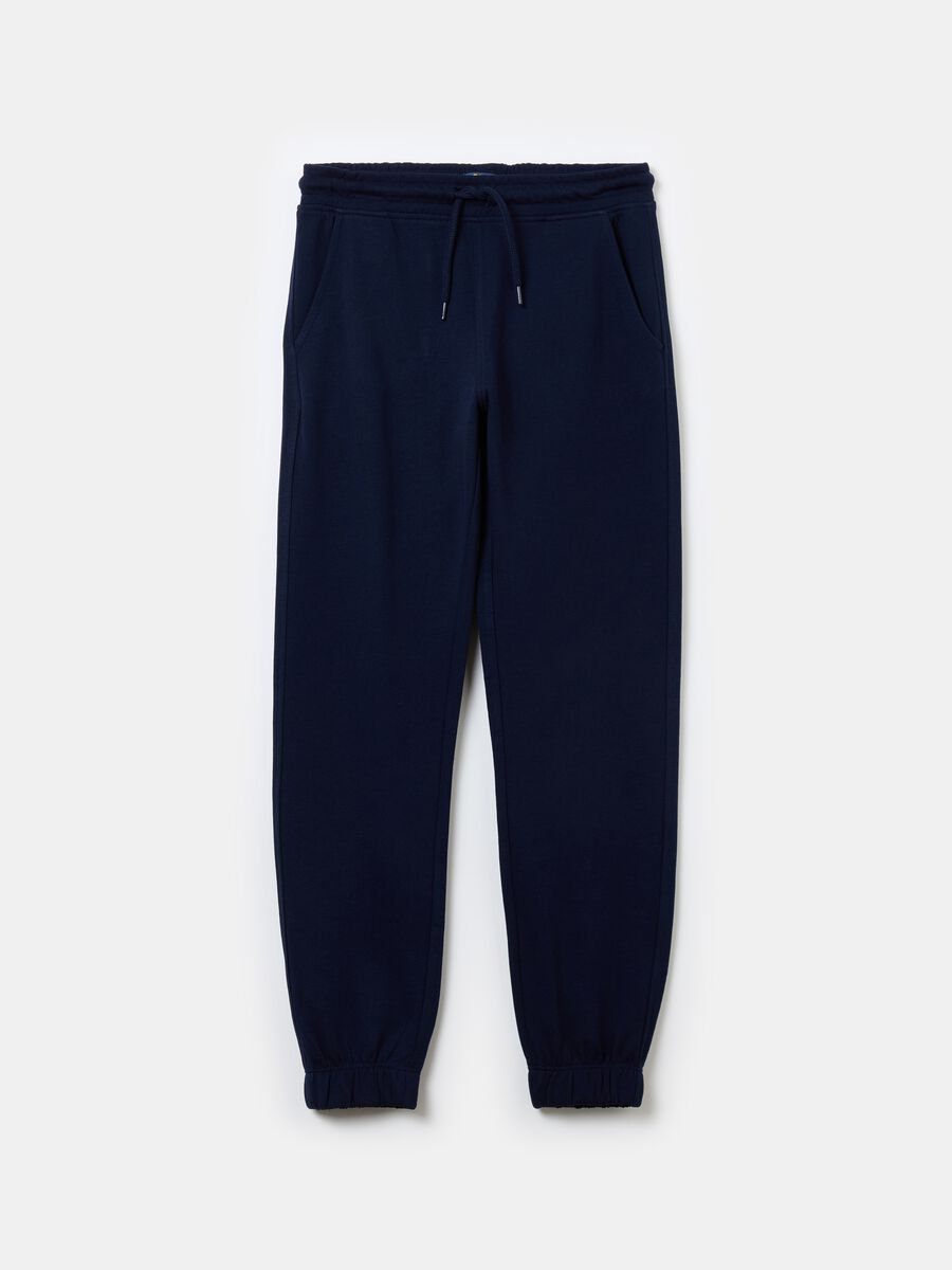 Solid colour fleece joggers with drawstring_3