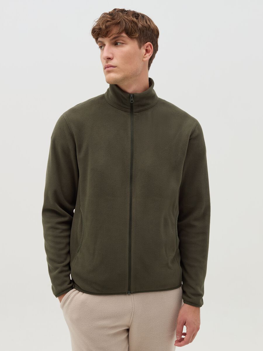 Fleece full-zip sweatshirt with high neck_1