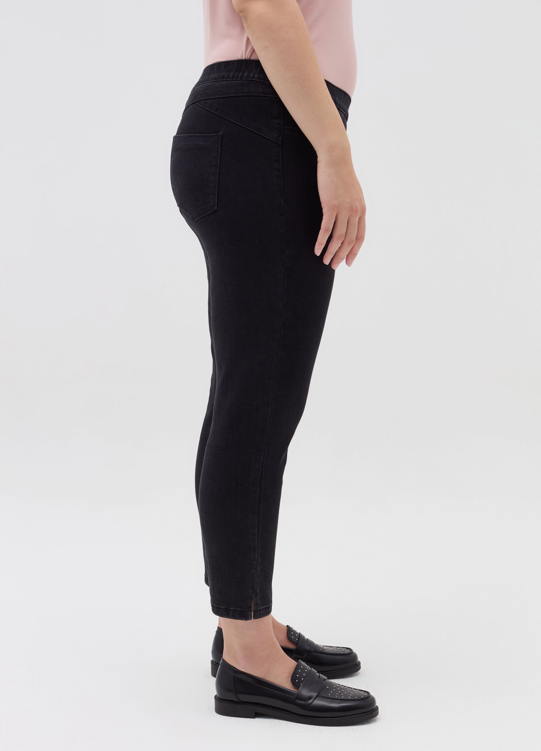 Curvy crop jeggings with splits