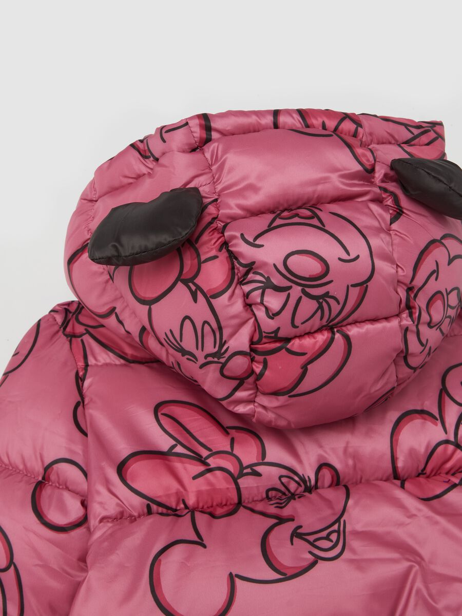 Down jacket with hood and Minnie Mouse print_3