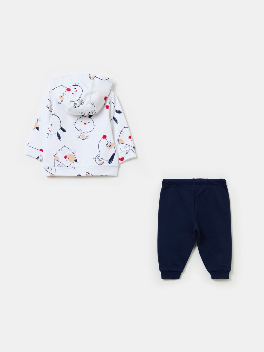 French terry jogging set with puppies print_1