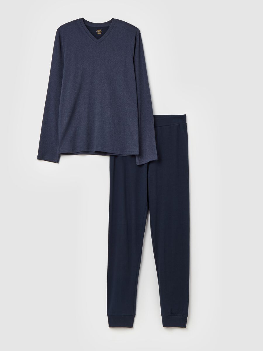 Full-length pyjamas with V-neck top_4