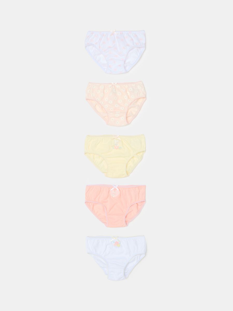 Set of five briefs with bow and print_0