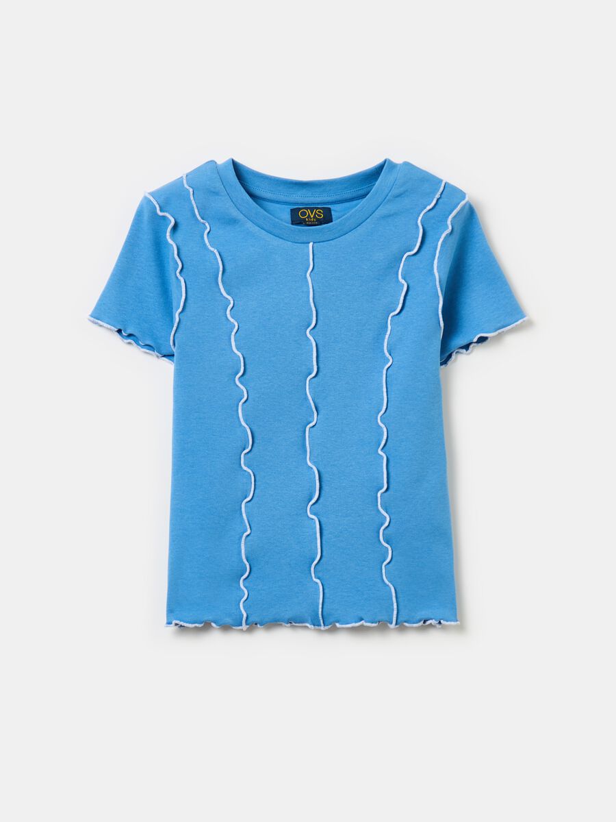 Stretch cotton T-shirt with applications_0