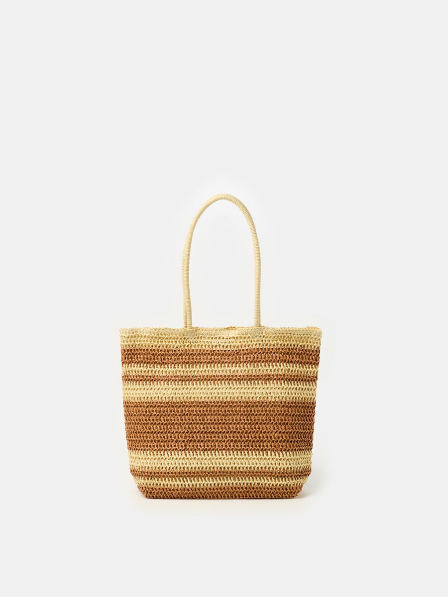 Raffia bag with striped pattern_0