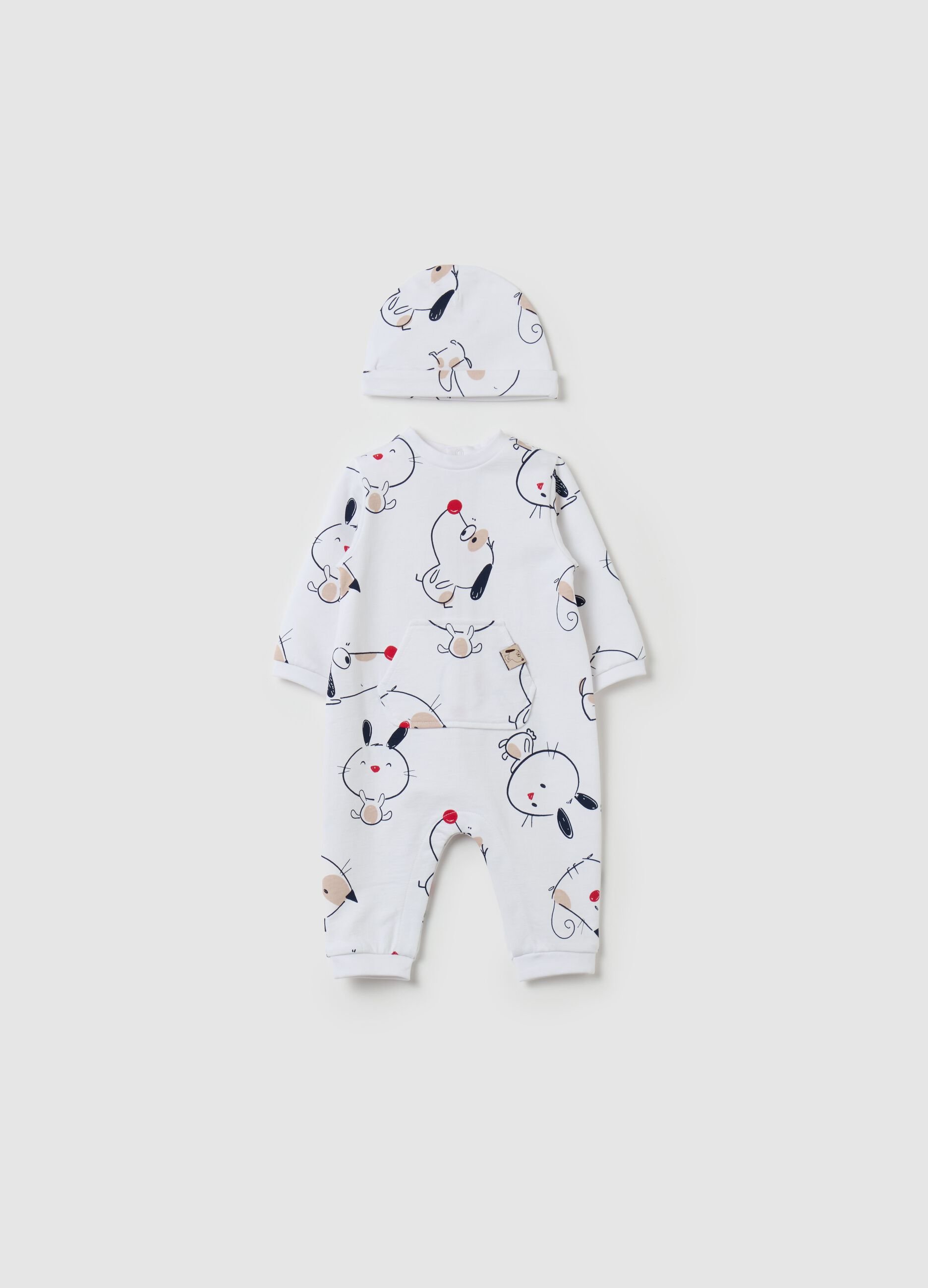 Onesie and hat set in 100% organic cotton