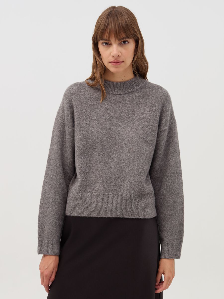 Mélange pullover with mock neck_1