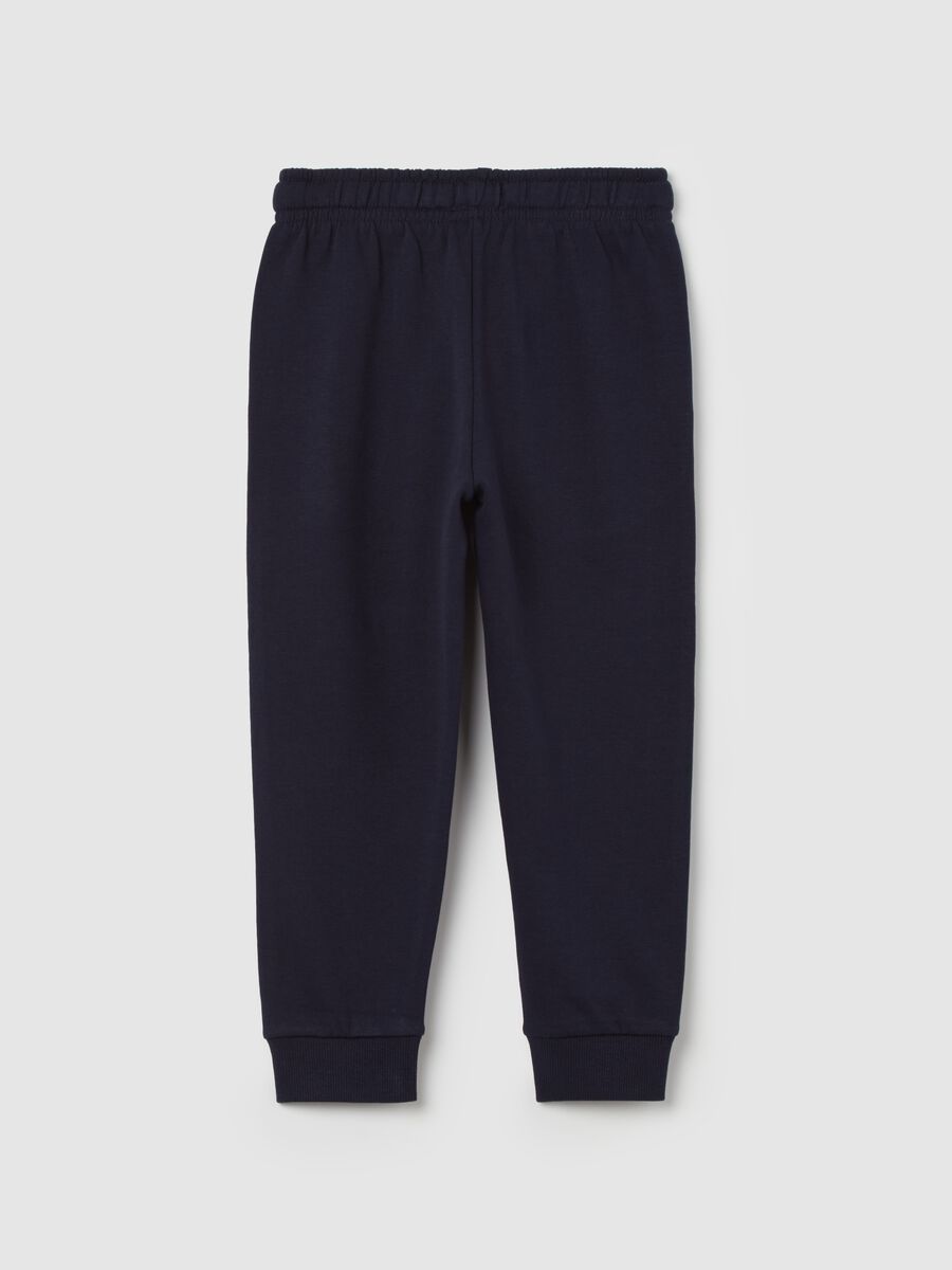 Joggers in cotone bio con coulisse e stampa_1