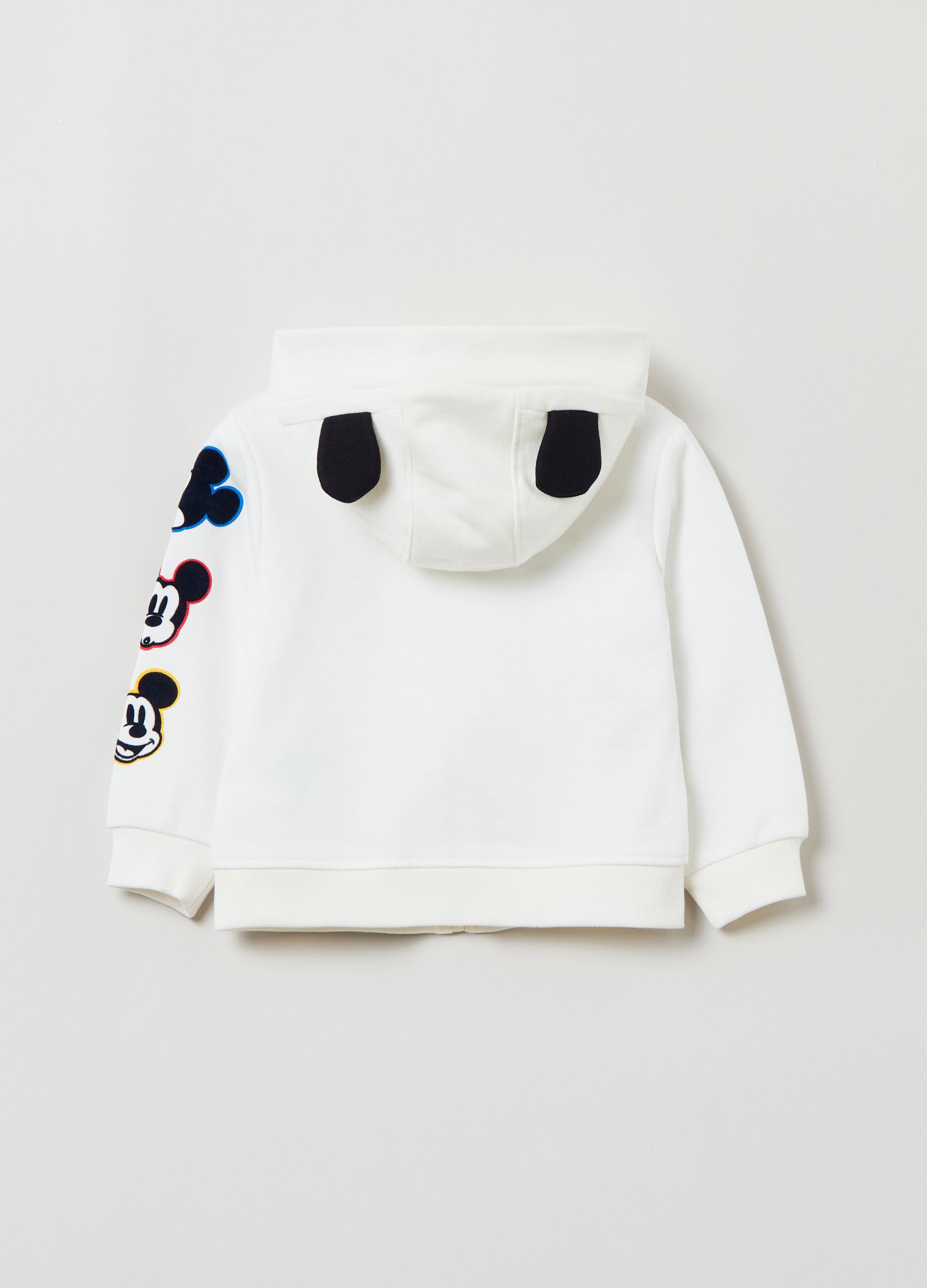 Full-zip sweatshirt with hood and Mickey Mouse print