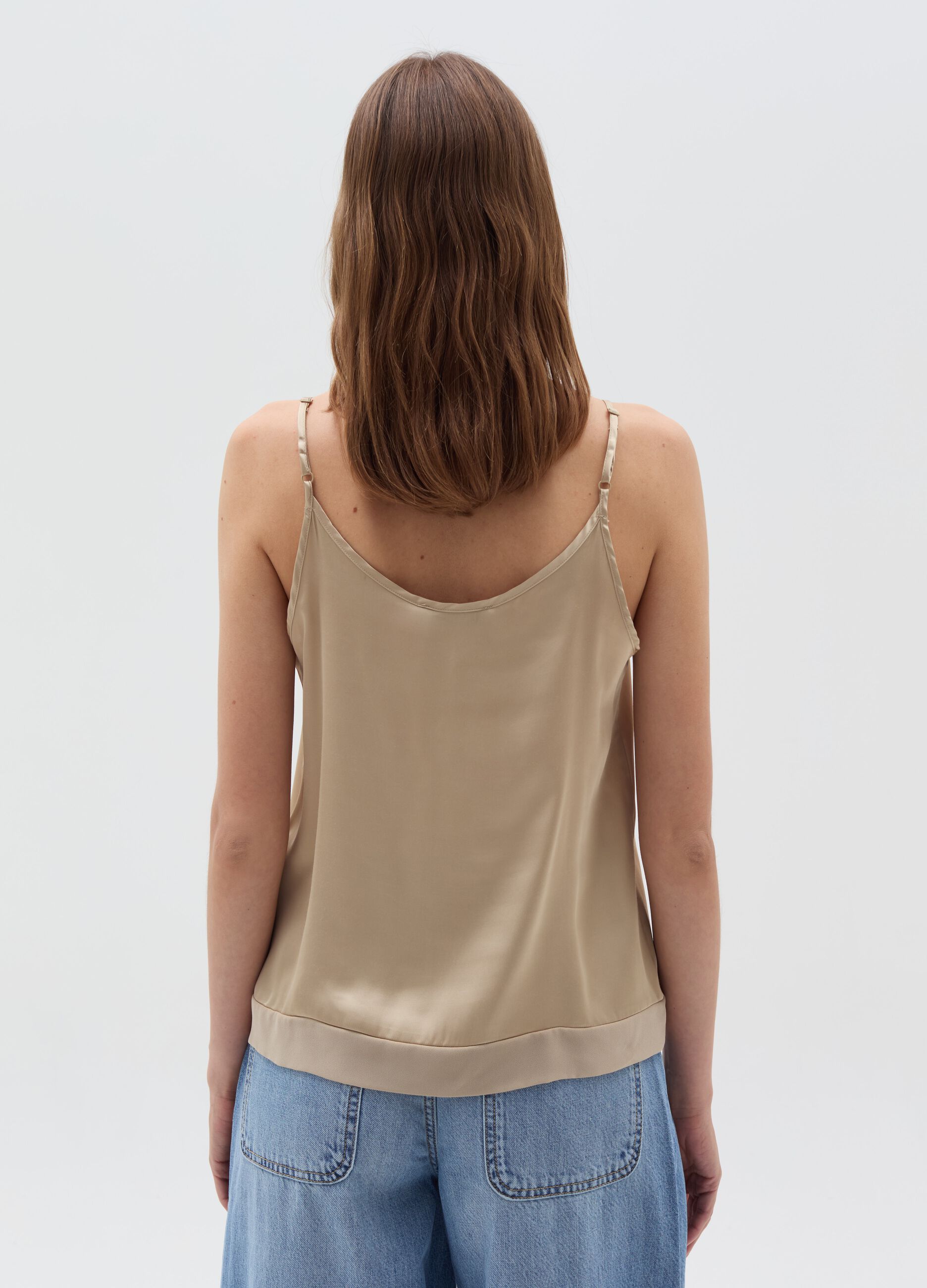 Satin top with V neck