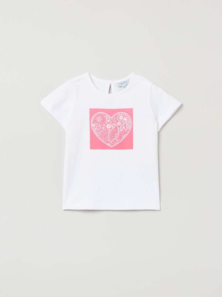 Cotton T-shirt with heart print_0