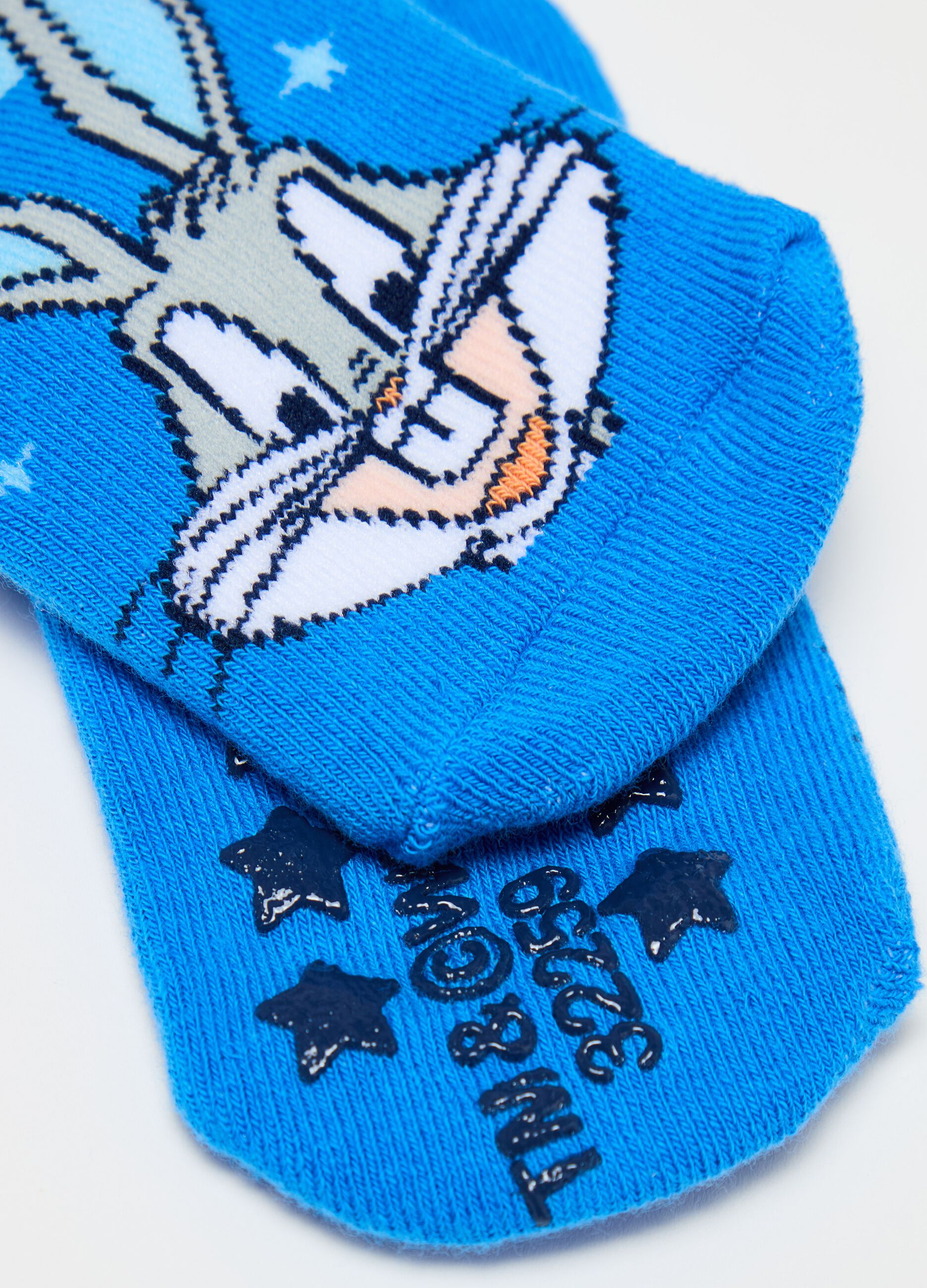 Two-pair pack slipper socks with Bugs Bunny design