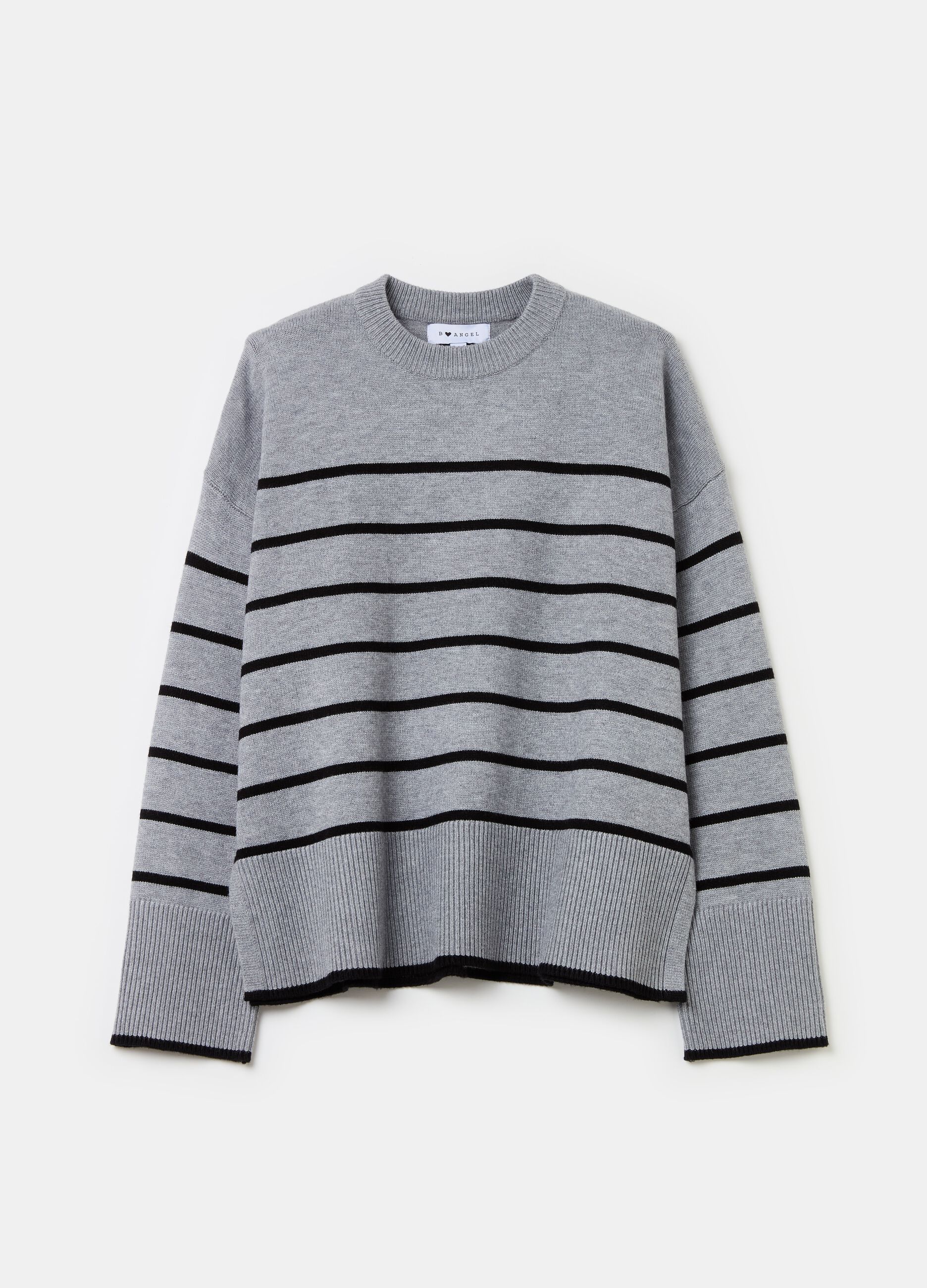 Striped pullover with slits