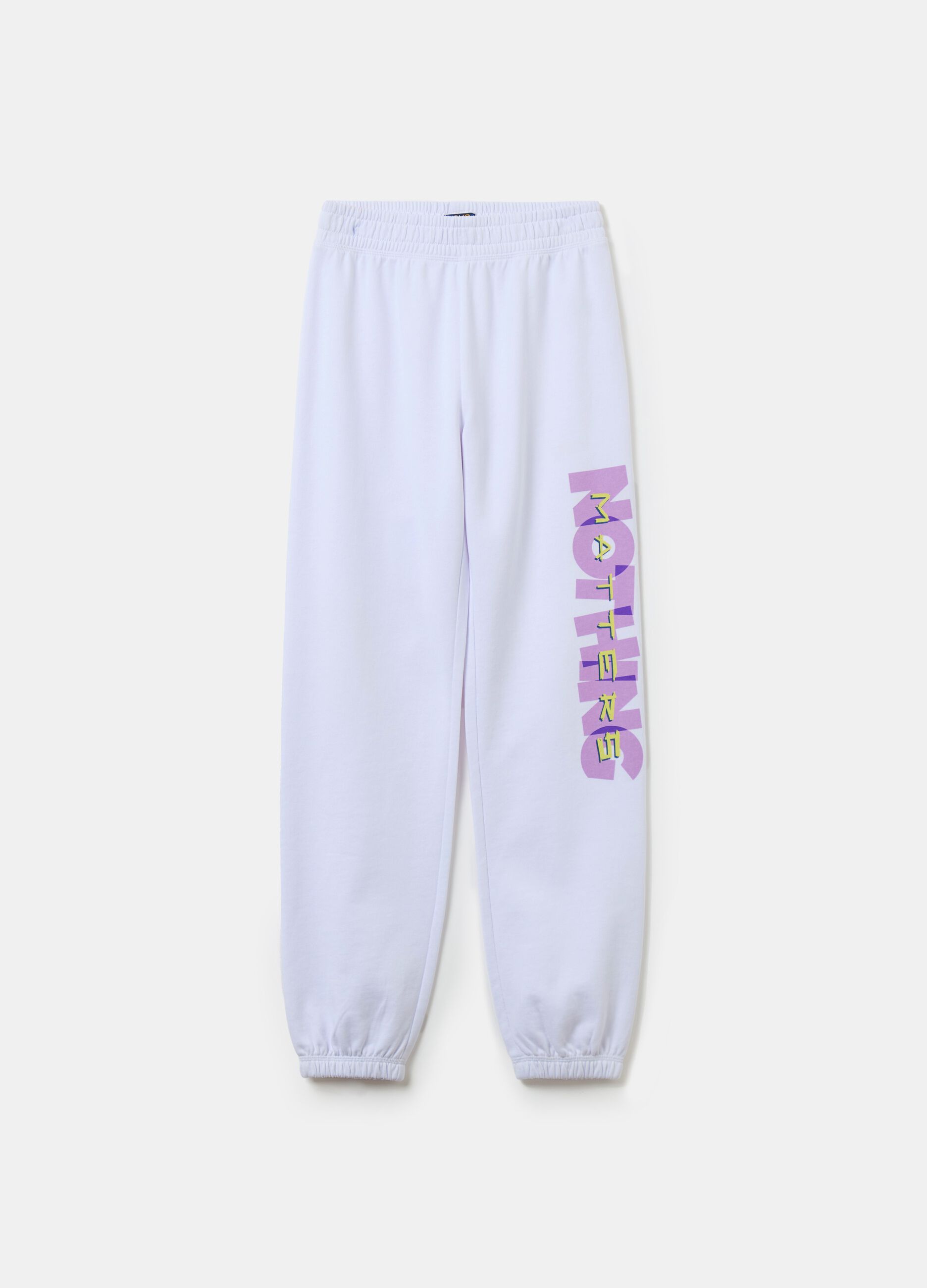 Joggers in fleece with elasticated edging and print