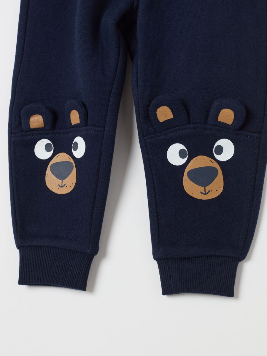 Fleece joggers with teddy bear print_2