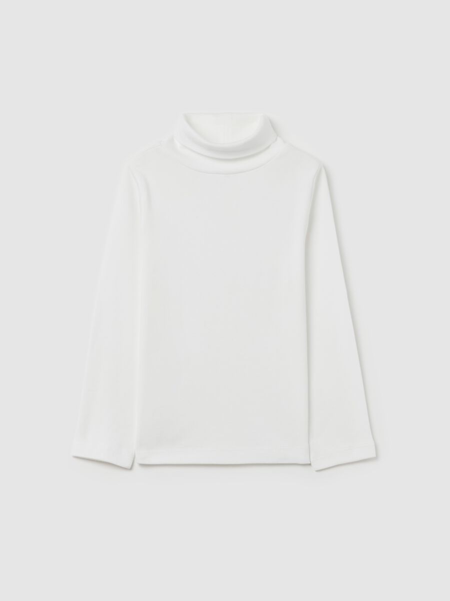 Cotton T-shirt with high neck_0