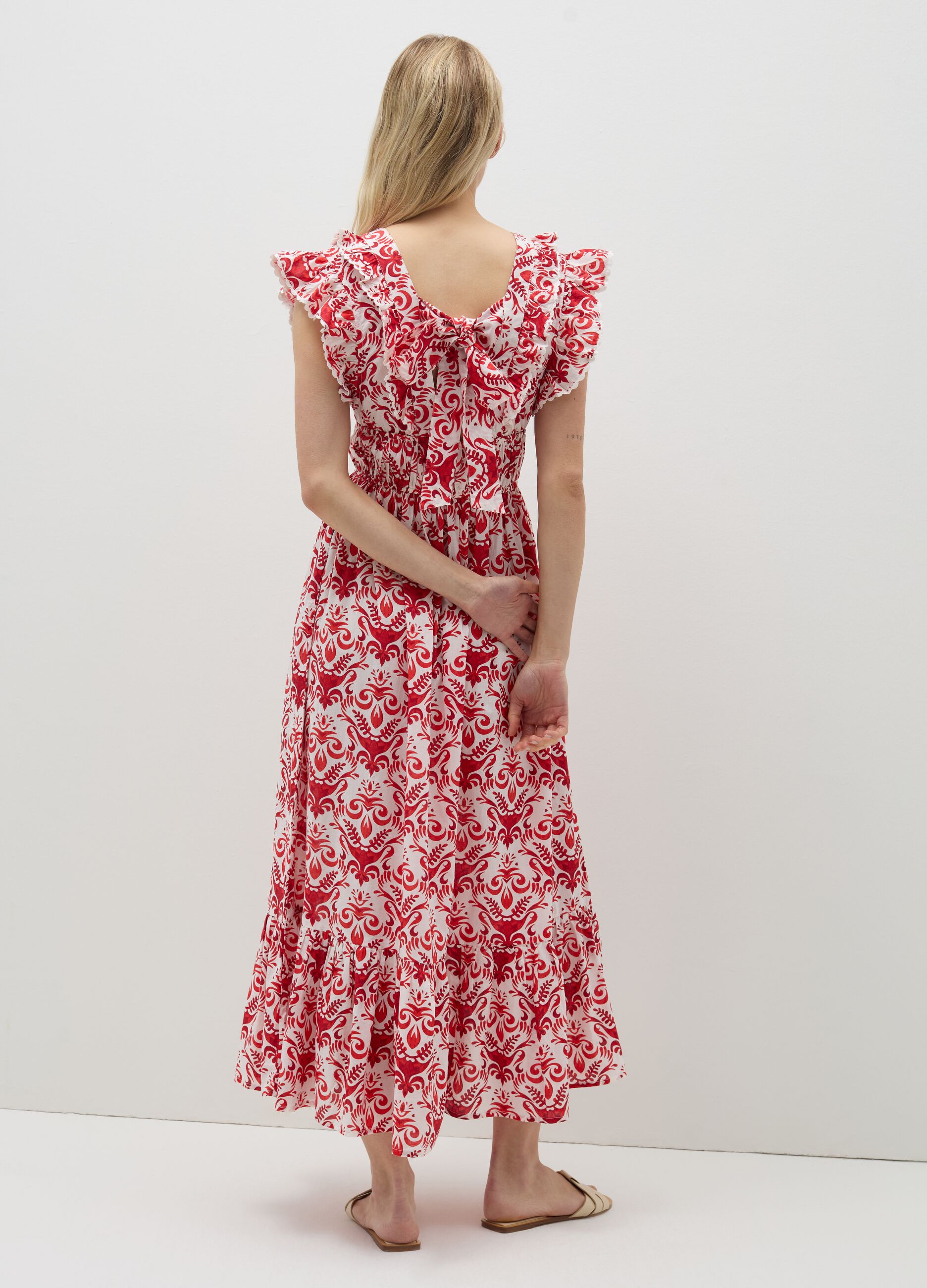 Positano summer dress with print and flounce