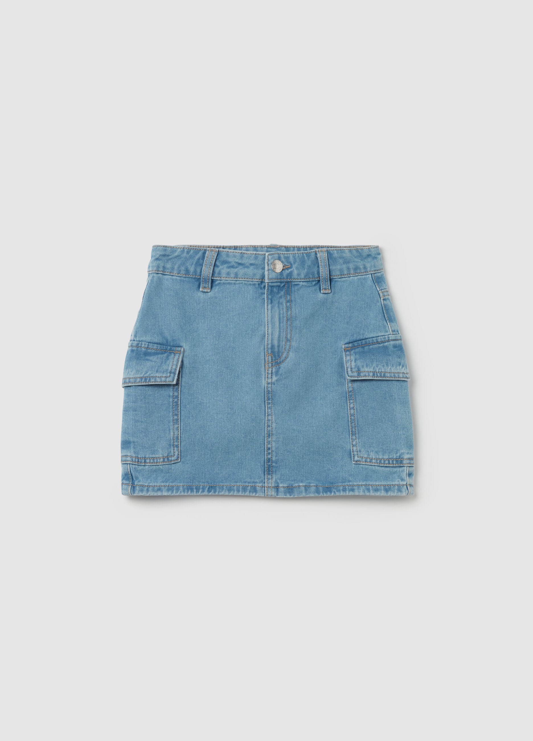 Denim miniskirt with pockets