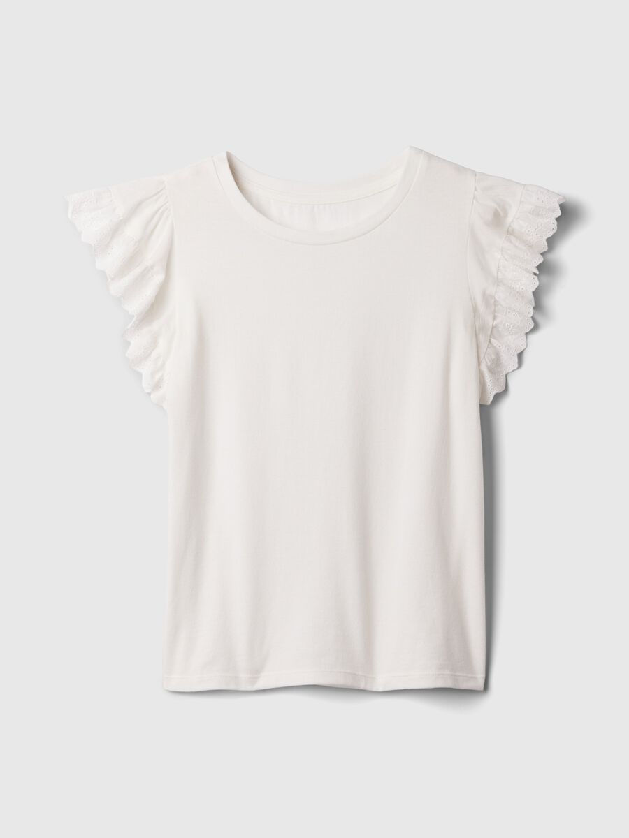 T-shirt in cotone con volant sangallo_3