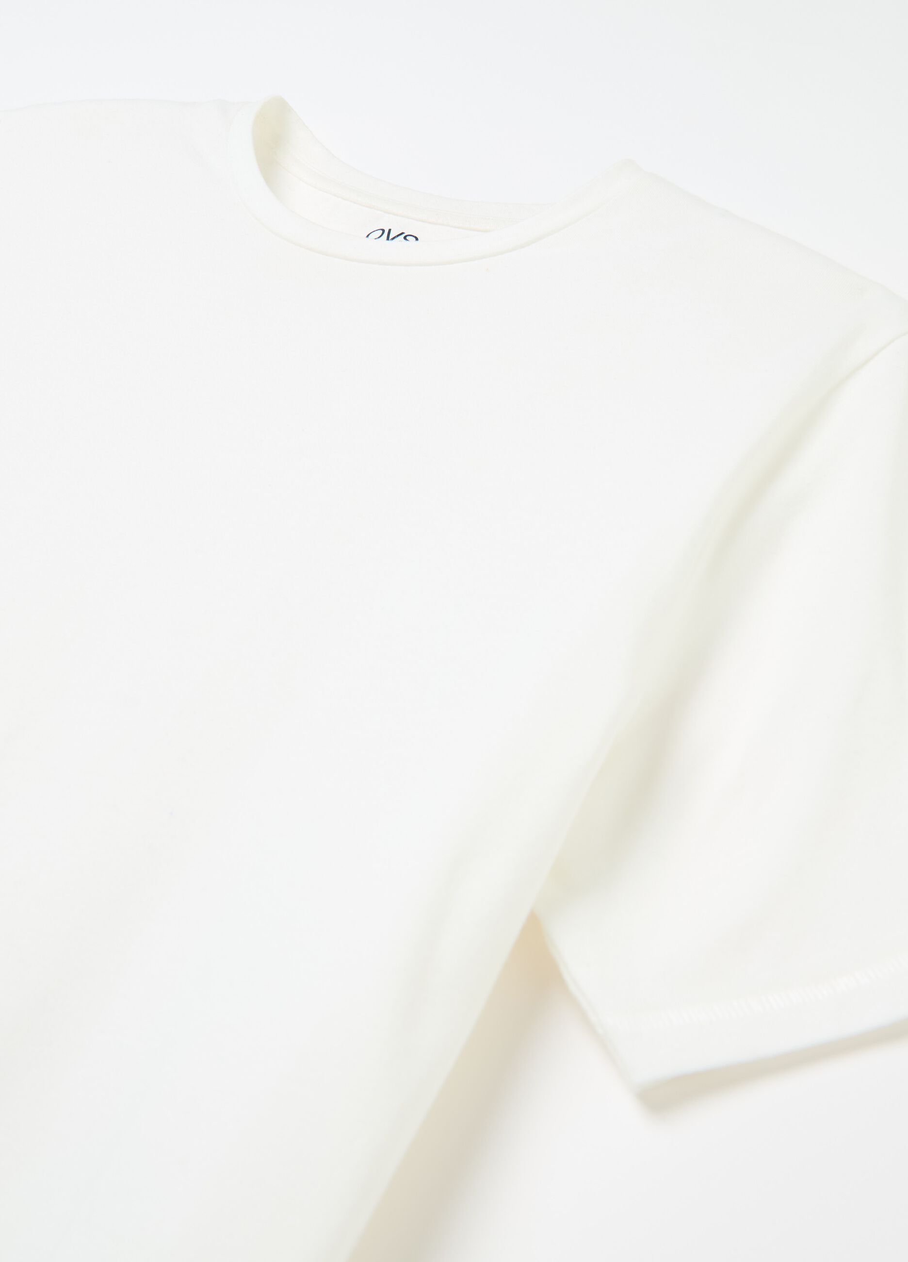 Stretch cotton T-shirt with crew-neck