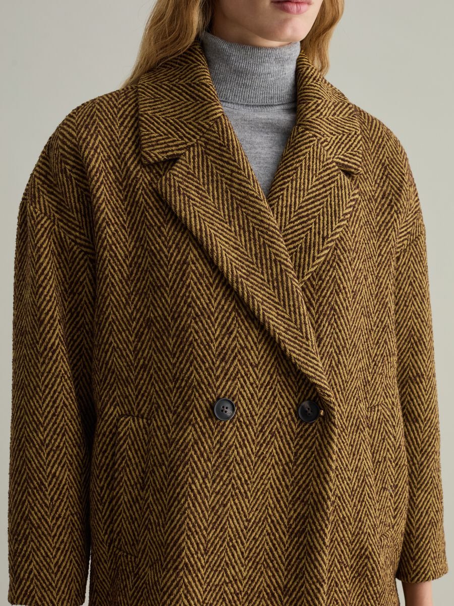 Double-breasted herringbone coat_2