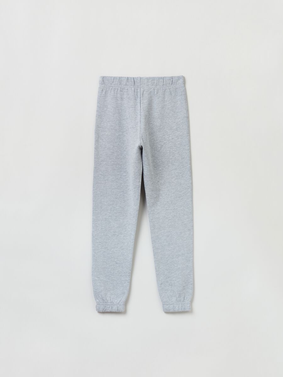 Fleece joggers with lettering print_1