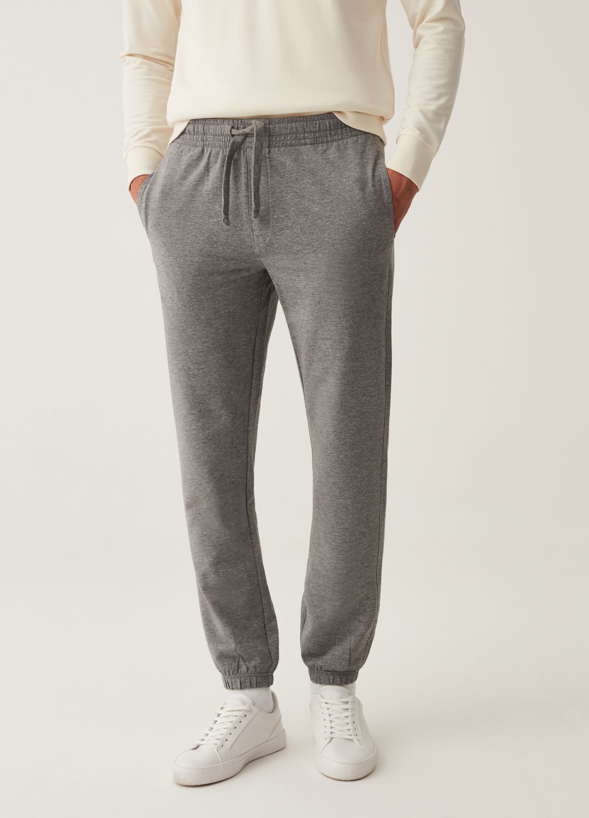 Straight-fit joggers in French terry