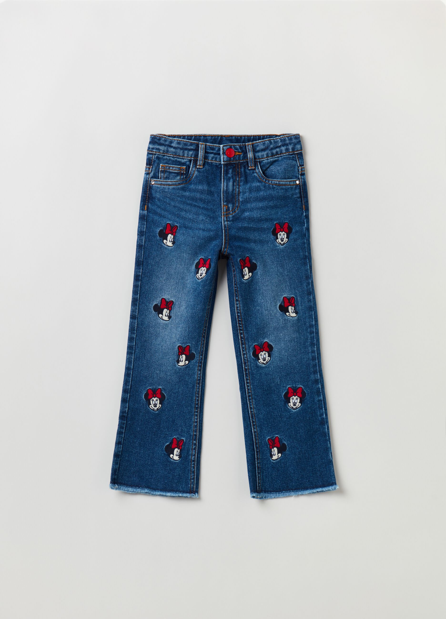 OVS KIDS Girl's Denim Flare fit jeans with Minnie embroidery