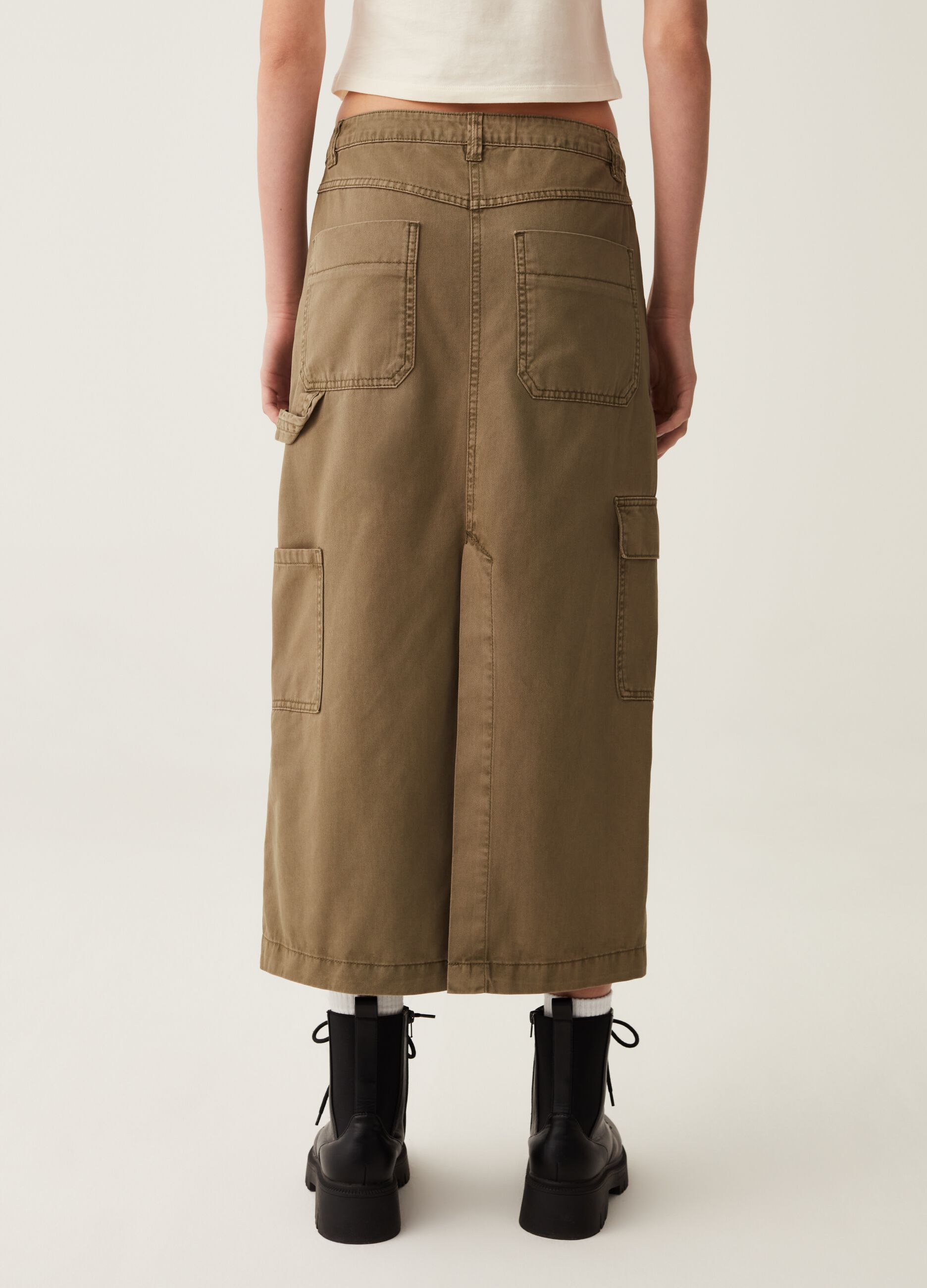 Midi cargo skirt in cotton