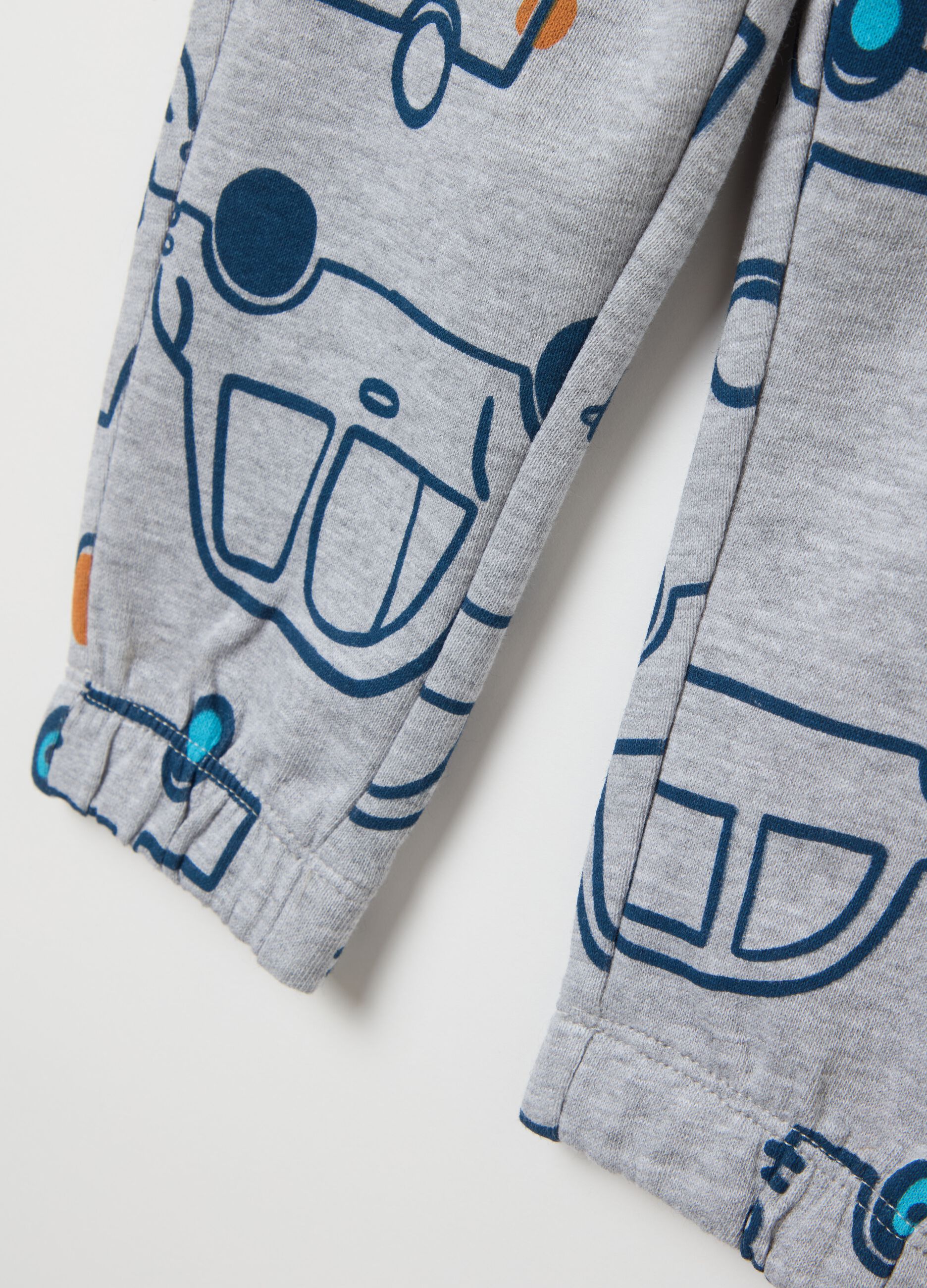 Fleece joggers with drawstring and print