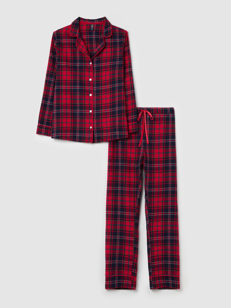 Pigiama lungo in flanella fantasia tartan_4