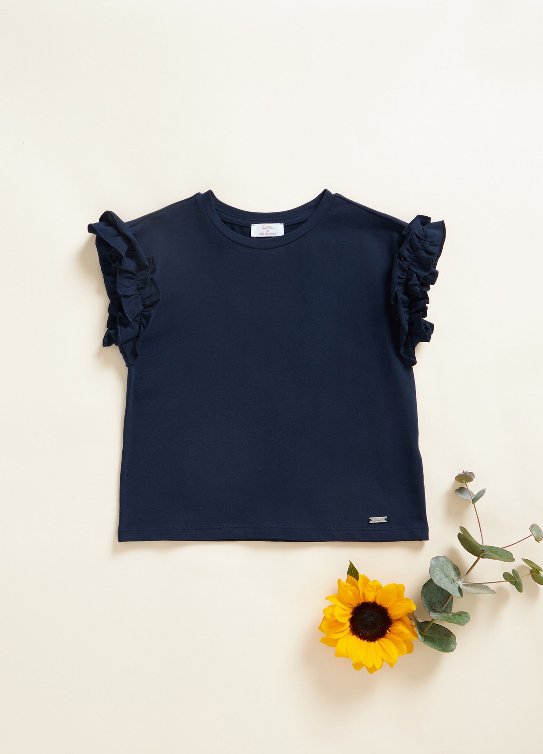 IANA stretch cotton T-shirt with frills