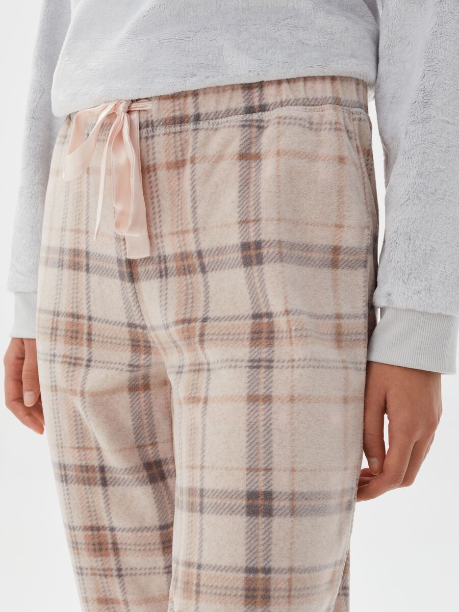 Pantalone pigiama in pile check_3