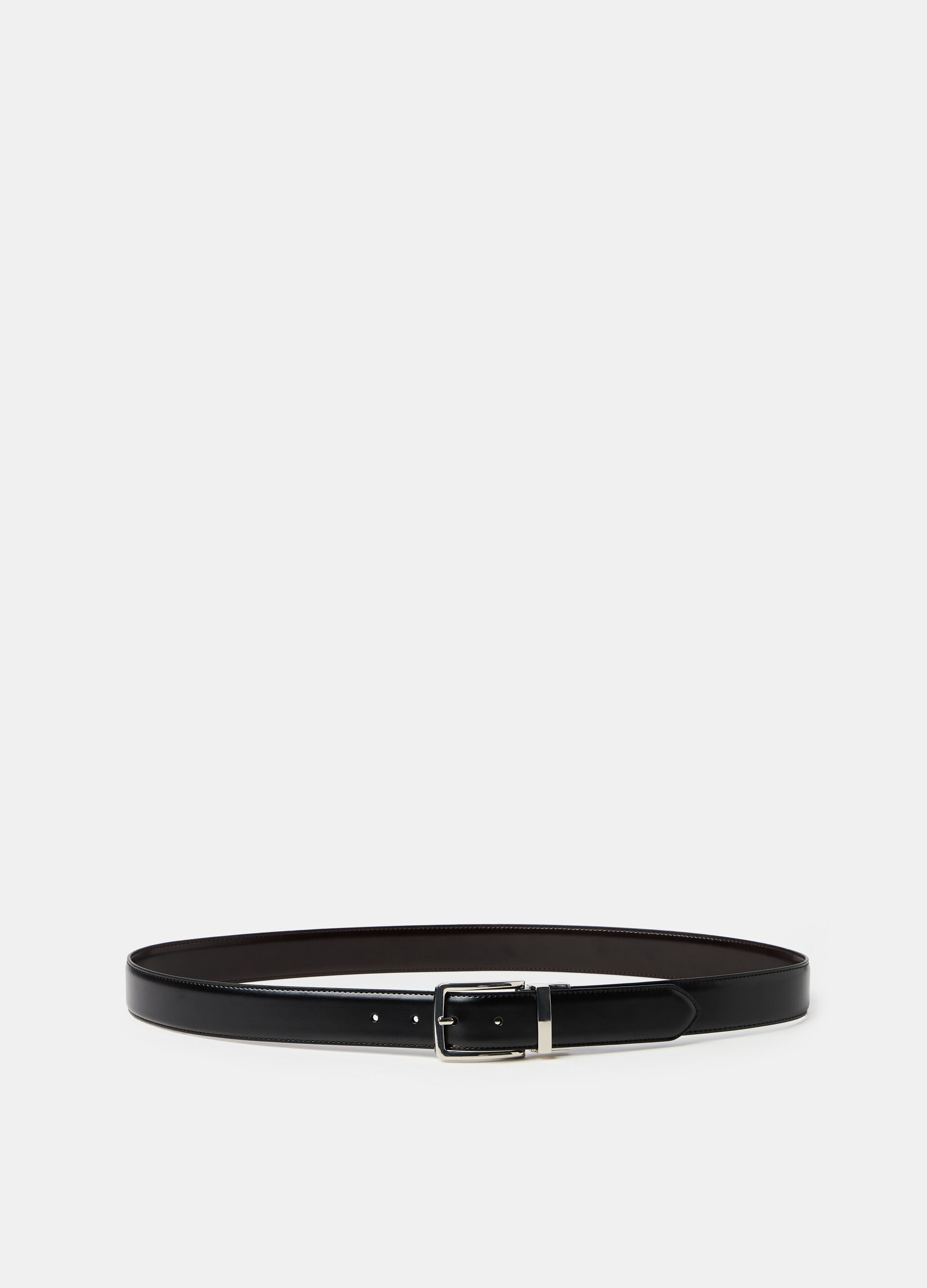 Double-sided belt in leather