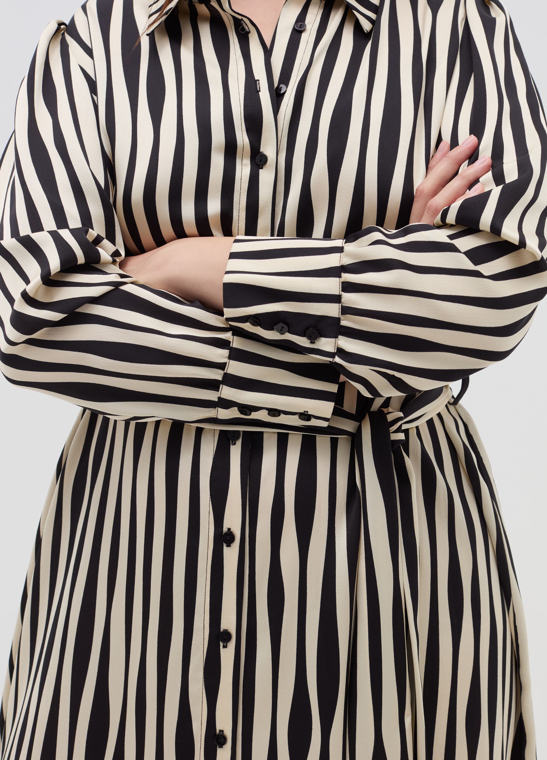 Curvy long shirt dress with stripes