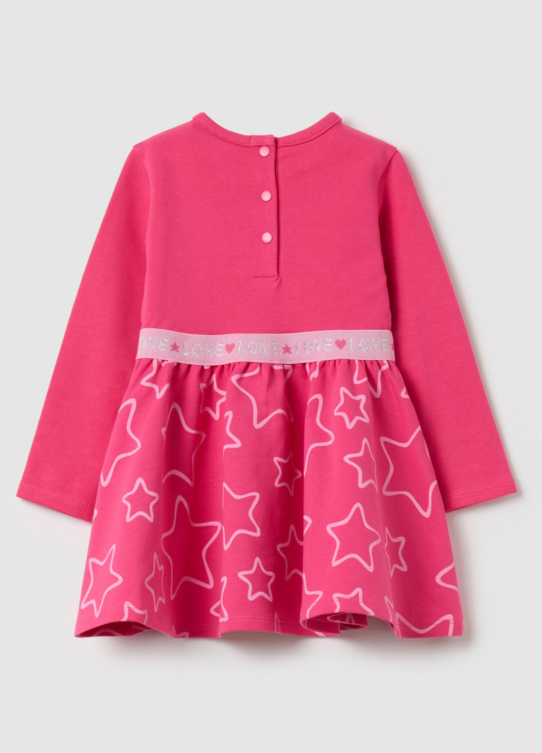 French terry dress with stars print