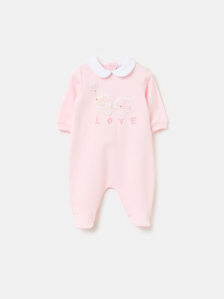 Cotton onesie with feet and application_0