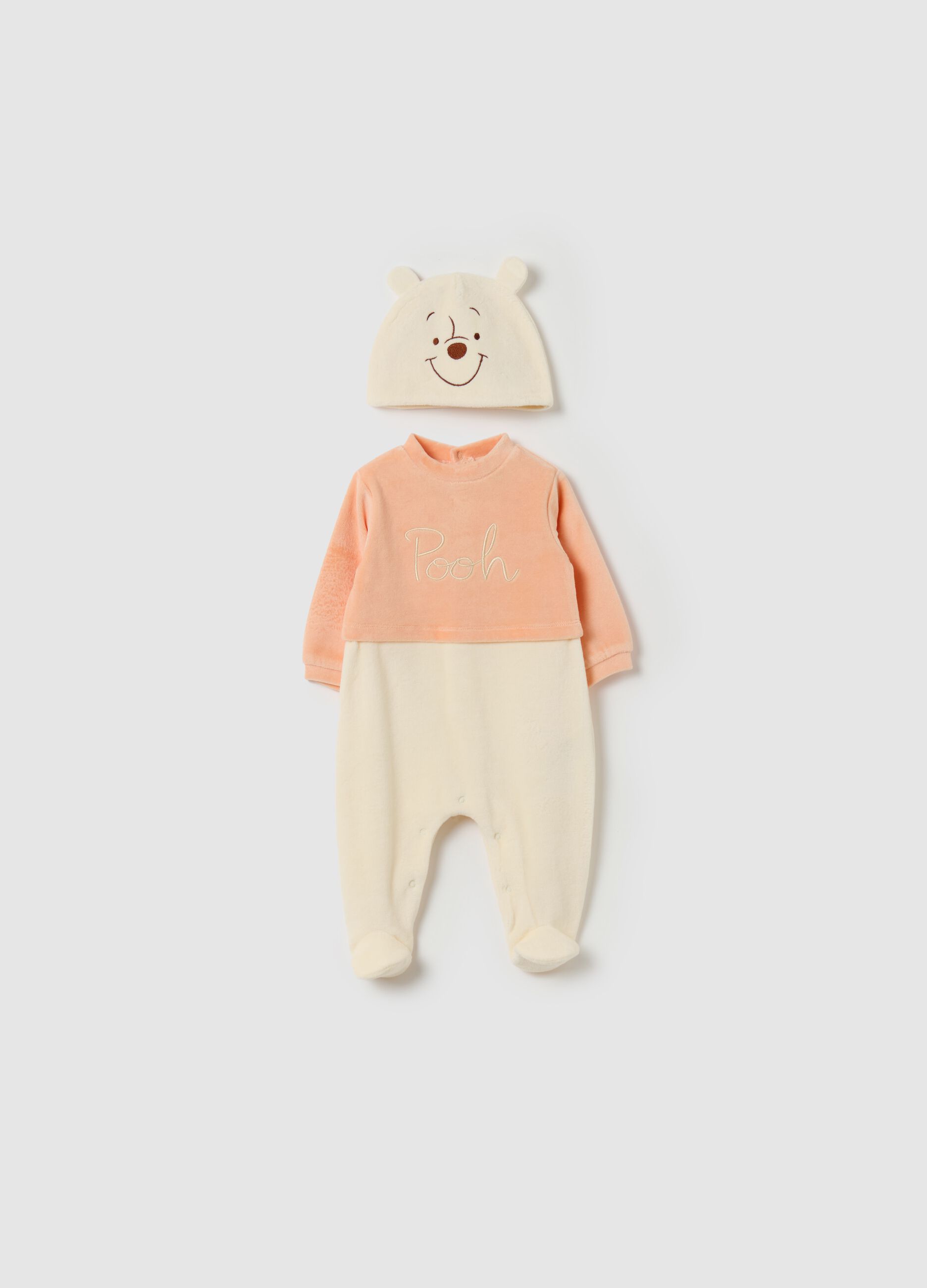 Winnie the Pooh onesie and beanie hat set