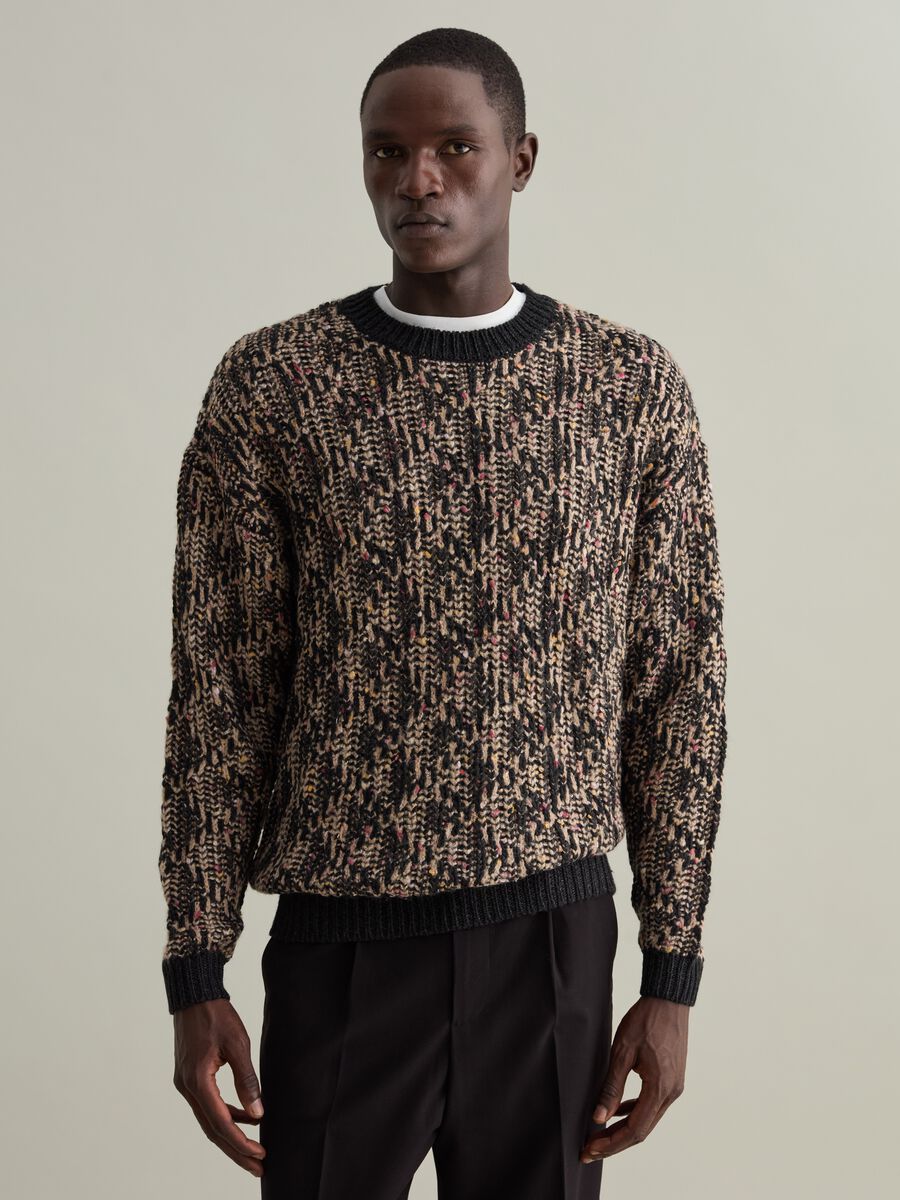 Diamon pullover with mélange weave_0