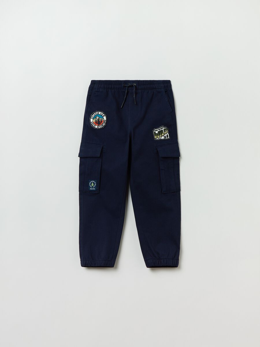 Cargo joggers with patch and drawstring_0