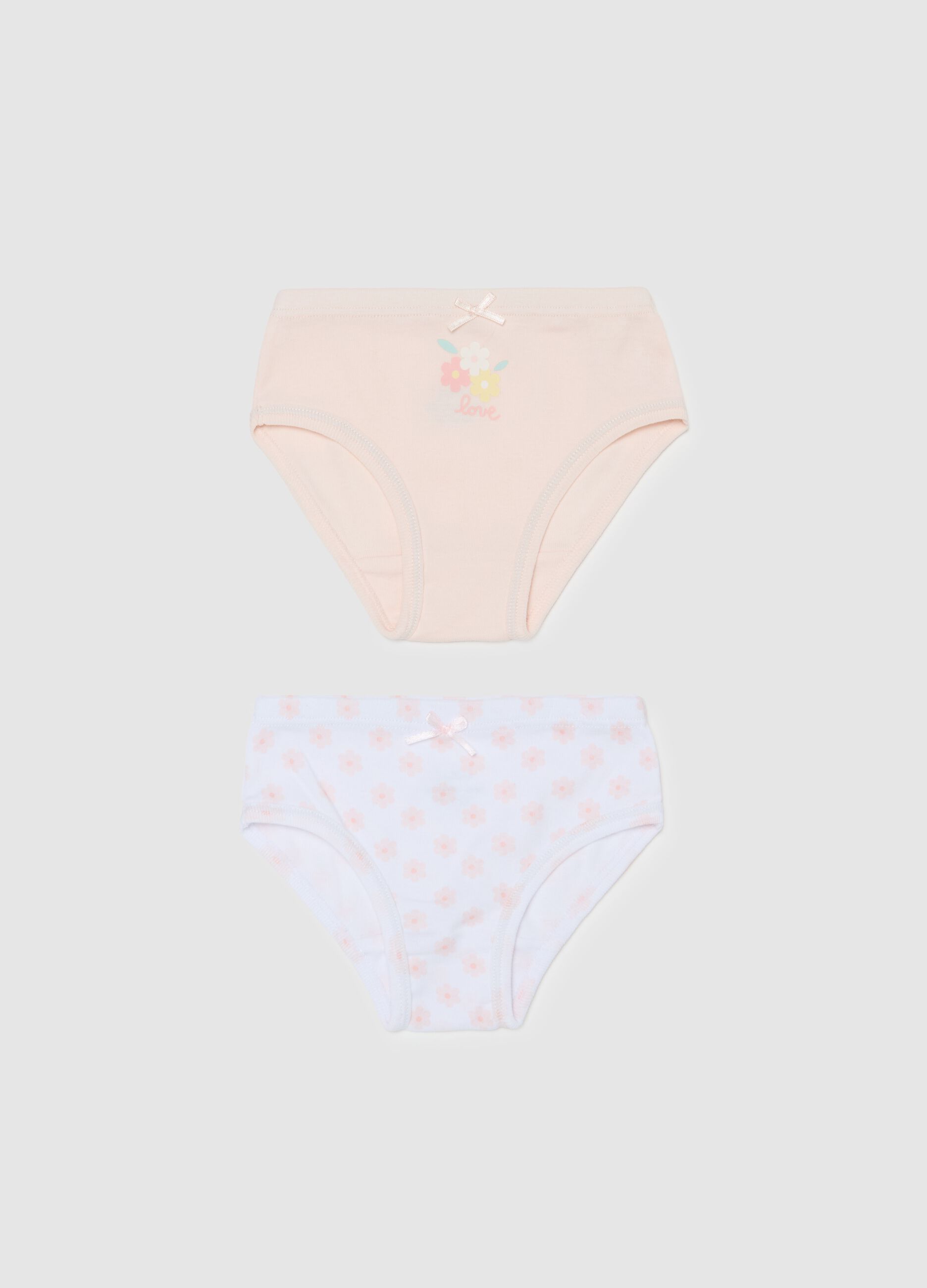 Two-pack briefs in organic cotton with bow