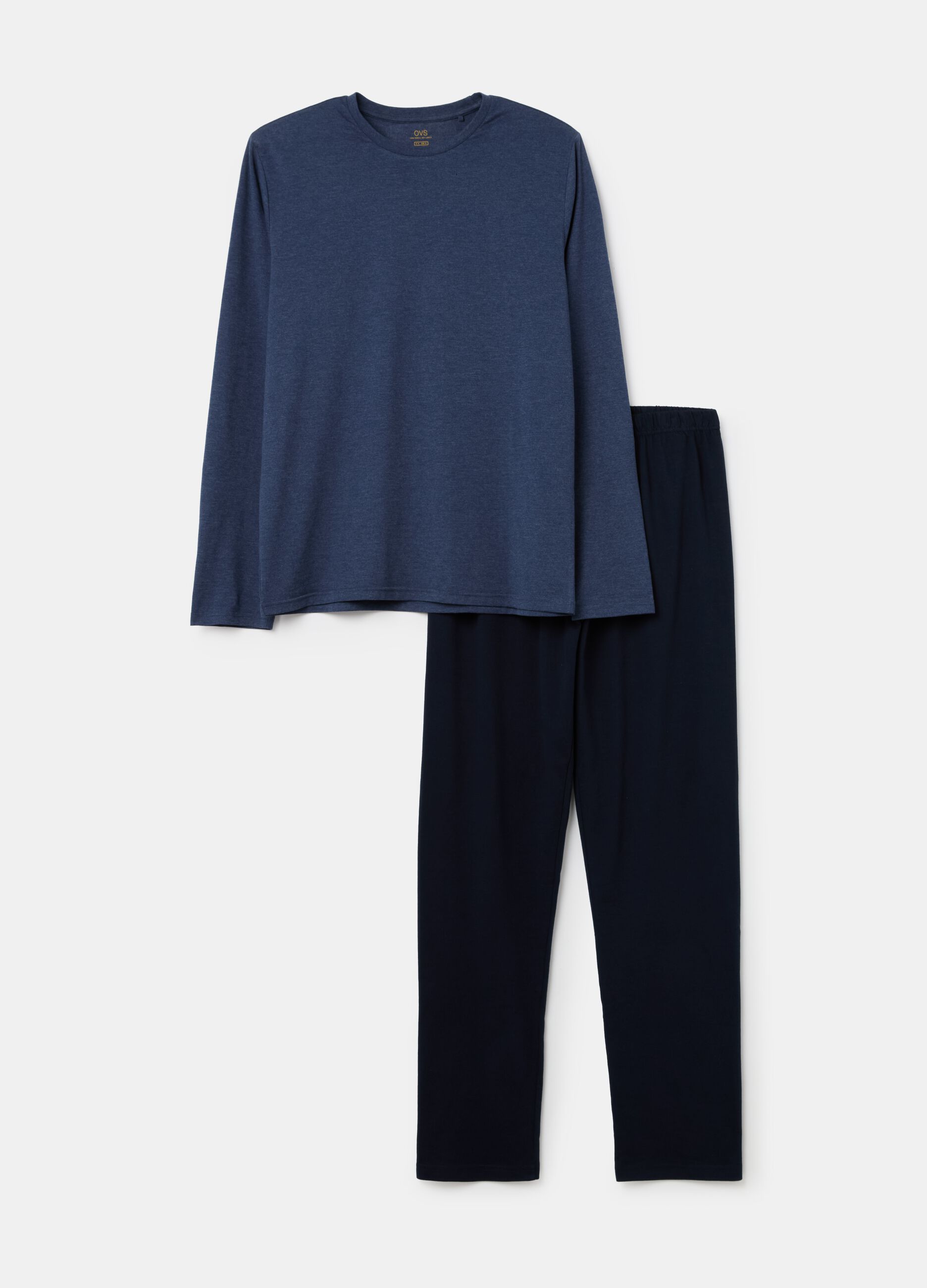 Full-length pyjamas with round neckline top