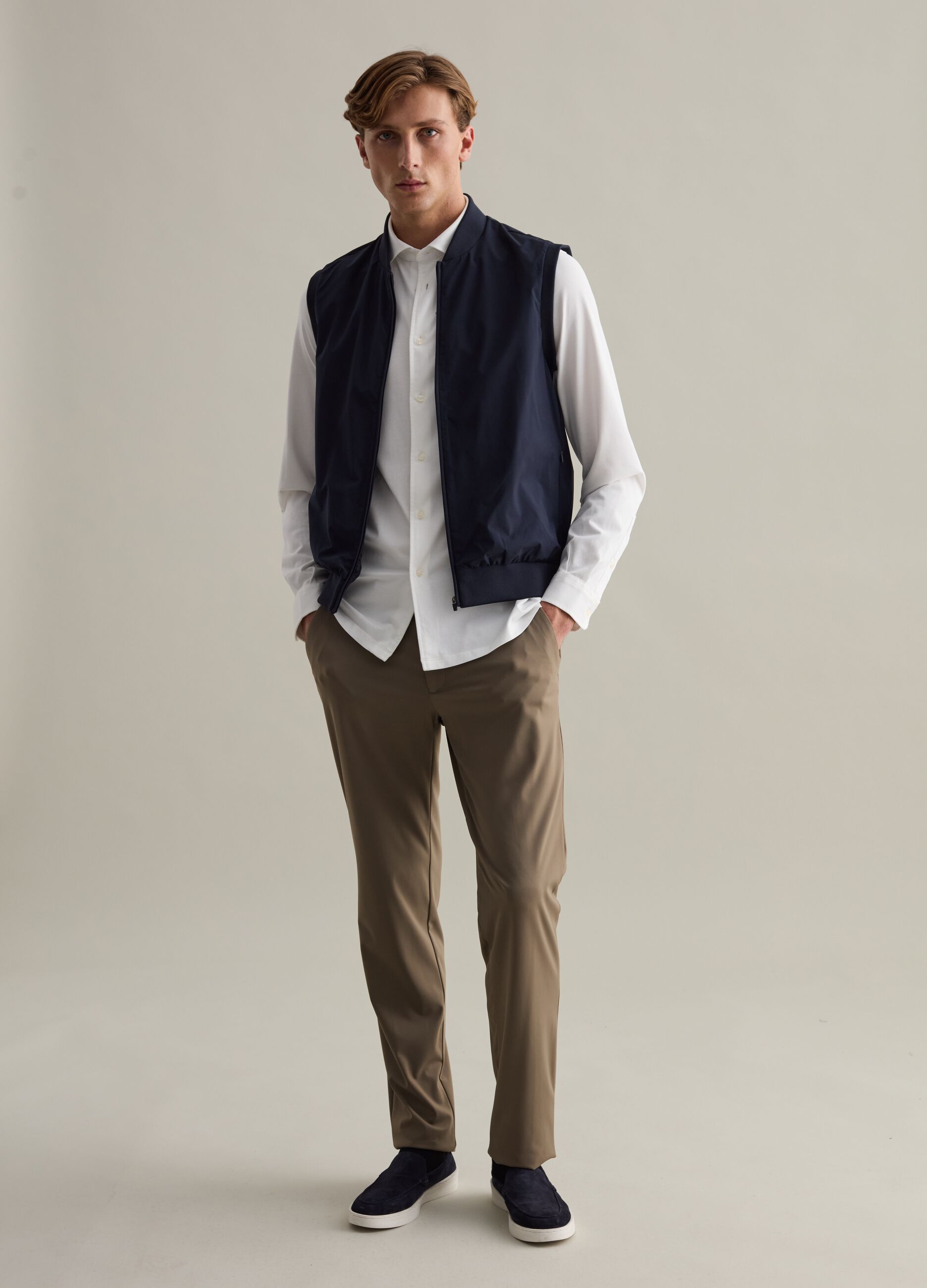 Contemporary gilet in technical fabric