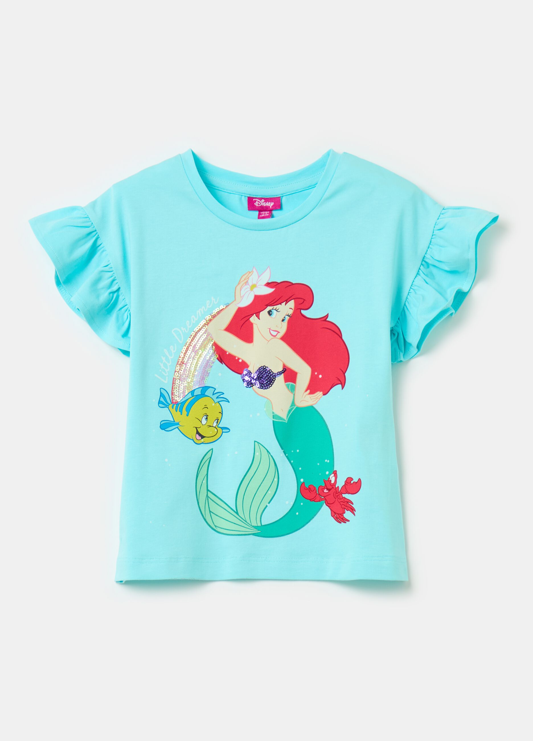 T-shirt with The Little Mermaid print and sequins
