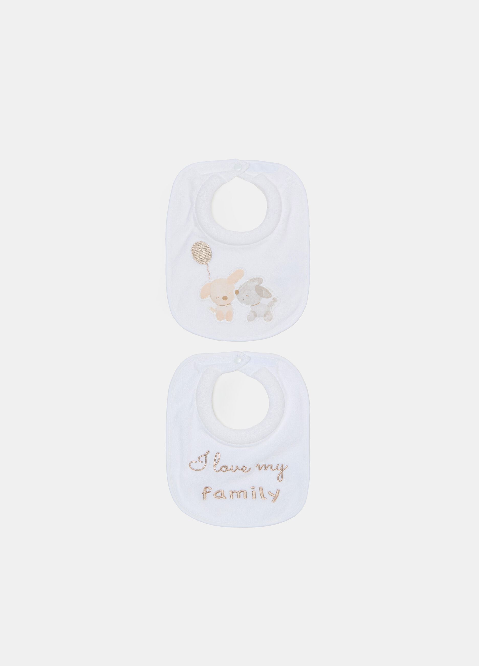 Two-pack bibs in terry with embroidery