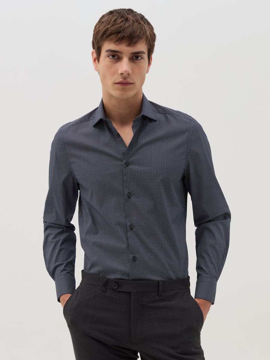 Slim-fit shirt with micro pattern_0