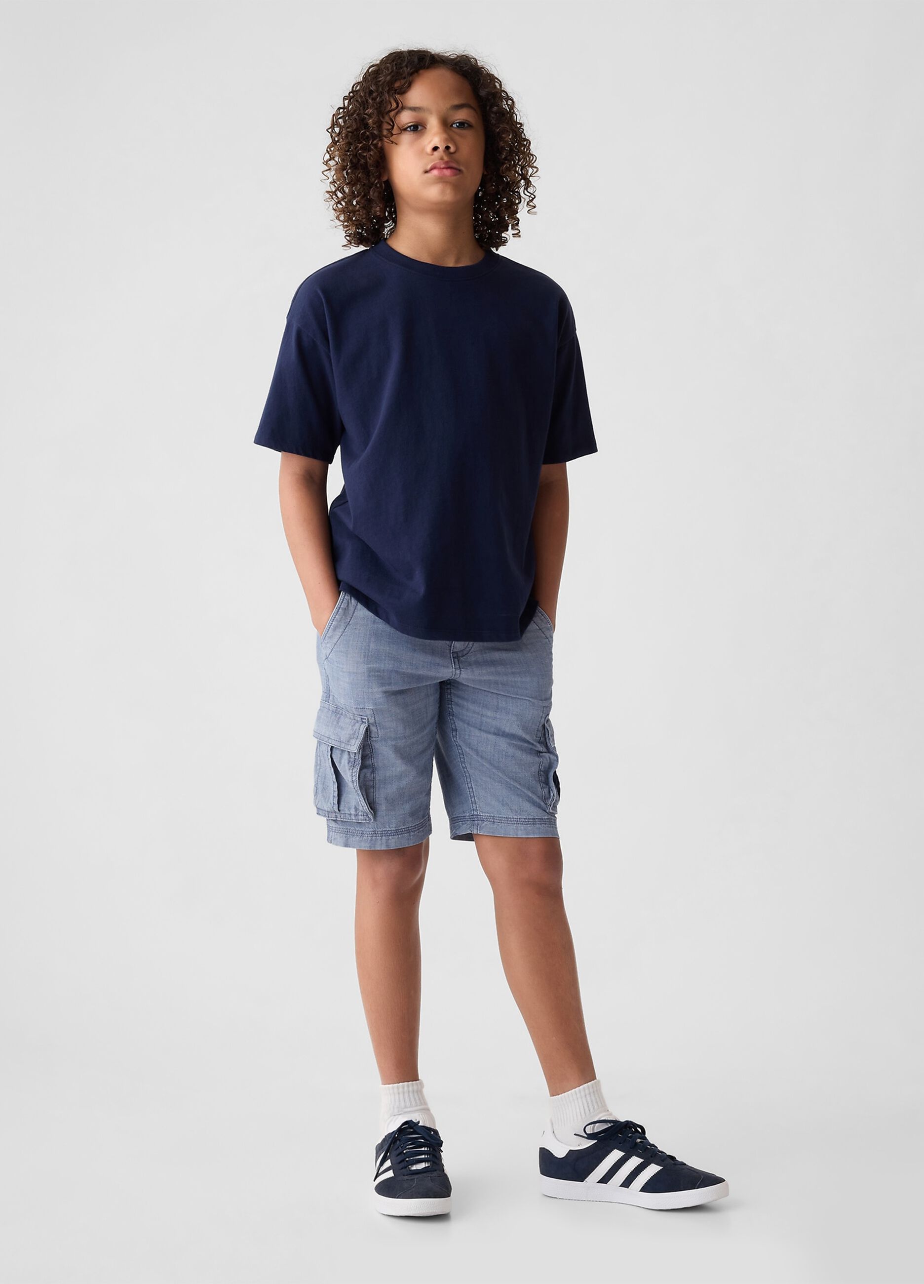 Cargo Bermuda shorts in chambray cotton