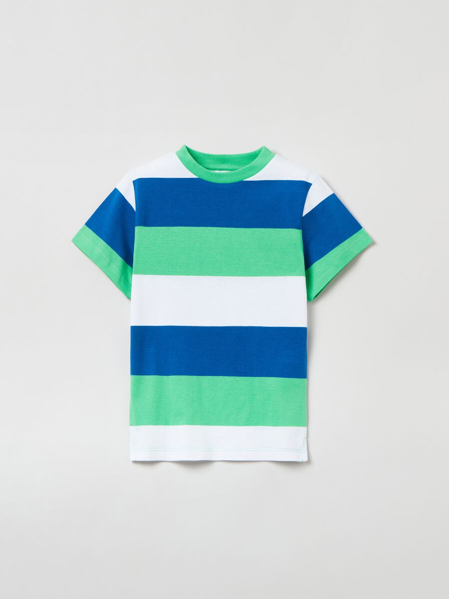 Camiseta de algodón con estampado de rayas_0